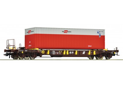 Vagon "buzunar" incarcat cu container ÖBB - H0 ROCO 67598